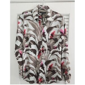 Banana Republic Dillon Shirt Button Down Long Sleeve Tropical Chiffon Size Small